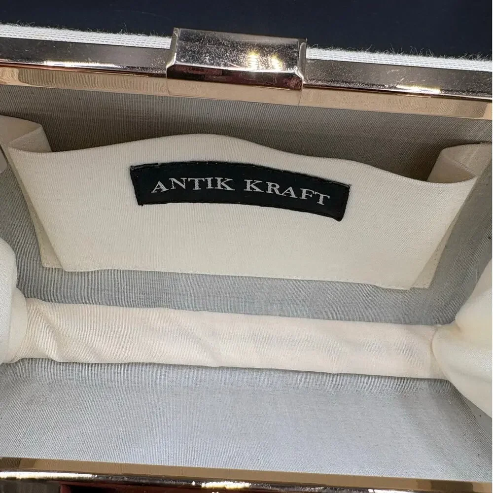 Beaded 'Mrs' Clutch in Ivory with Silver Script